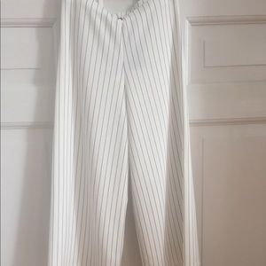 Petite White Pinstriped Cropped Pants